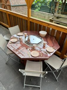 Mange debout Octogonal avec plancha